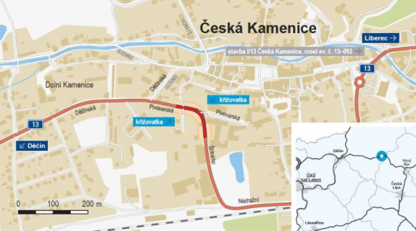 V České Kamenici byly zahájeny práce na úpravě zatáčky v Pivovarské ulici